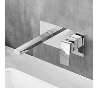 Copper Body Black Hidden Hot and Cold Inlet Wall Basin Faucet Hanging Wall Outlet Basin Embedded Concealed Faucet, Silver