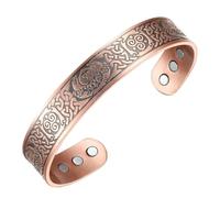 Copper Bracelet - Magnetic Cuff | Pure Metal, Wide Bangle | Open Adjustable Fit, 45.2g Weight, Electroplated Finish, Ultra Strength Magnets, Comfortable Vintage Style, for Men