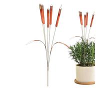 Copper Cattail Wind Chimes, Rustic Metal Cattails Sculpture Garden Stakes, Long-Lasting & Designed for Versatility, Yard Art Outdoor Decor Wind Chime Stake for Lawn Walkway Pathway Garden