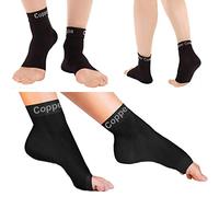 Copper Compression - Tobilleras de comprensión para recuperación de fascitis plantar, en forma de calcetines de apoyo y alto contenido en filamentos de cobre garantizado Para el alivio del dolor de talón, del puente, del hinchazón de pies y lesiones de tobillo (1 par).