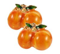 Copper Crafted Yellow Peach Brooch 2pcs Fashionable Lapel for Women Aesthetic Pins Fruit Prevent Neck Exposure
