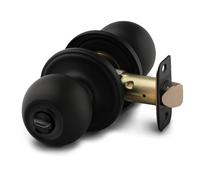 Copper Creek Privacy Interior Door Knob - ANSI Grade-3 Certified, Modern Heavy Duty Handle, Easy Install and Reversible for Bedroom, Bathroom and Closets - Matte Black (1 Pack)