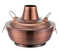Copper End Cap,Chinese Charcoal Hotpot For Cooking Meats Fondue Outdoor Picnic Cooker Hot Pot Cookware Steel Kitchenware(34CM)