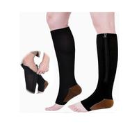 Copper Infused Compression Sockszipper Calf Socks for Women And Men Circulation, Open-toe V