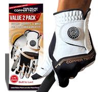 Copper Tech Golf Gloves ~ 2-Pack ~ Copper-Infused ~ Left Hand for The Right-Handed Golfer