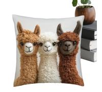 Copricuscini 45 cm x 45 cm, poliestere morbido come alpaca E | Coperture Per Cuscini Decorativi Animali,per Soggiorno Divano Sofa Sedia Ufficio Auto Fattoria Hotel Appartamento D