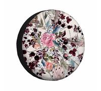 Copriruota di scorta a forma di rosa, con fiori e piante rosa, acchiappa-piume, stile boho, moda da sogno, protezioni universali per ruote, resistenti alle intemperie, copriruota per camper, per roulo