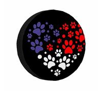 Copriruota di scorta con cuori e zampe, rosso blu bianco, cani e gatti, stampa con amore, protezioni universali per ruote resistenti alle intemperie, copriruota per camper, roulotte, viaggi (17 pollic