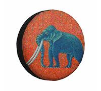 Copriruota di scorta con Elefante BLU, Tradizione tailandese, pittura artistica, animale, Trama Rossa, protezioni universali per ruote, copriruota per Camper, roulotte, viaggi (17 pollici)
