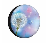 Copriruota di scorta con Fiori di tarassaco, Semi floreali, cerchio Rosa e BLU, Fragile, leggero, Resistente Alle Intemperie, universale, copriruota per Camper, roulotte, viaggi (17 pollici)