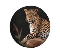 Copriruota di scorta con motivo leopardo africano su roccia, copriruota resistenti alle intemperie, universale, adatto per rimorchi, camper, SUV, camion, auto, camper, rimorchi, accessori da 16 pollic