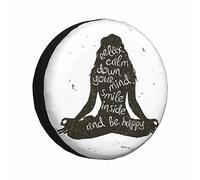 Copriruota di scorta con silhouette di donna in meditazione, ragazza seduta in posizione del loto, rilassata e felice, protezioni universali per ruote resistenti alle intemperie, copriruota per camper