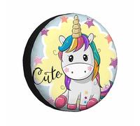 Copriruota di scorta unicorno, simpatico cartone animato unicorno arcobaleno Ragazza sogno Stella protezioni universali per ruote Camper copriruota per roulotte viaggio (17 pollici)