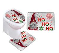 Copriwater Natale - Set Tappetini WC Forma U Tema Natalizio | Kit Assorbente Antiscivolo Antimacchia - Decorazione Bagno, Accessorio Invernale Casa, Rivestimento Sanitari