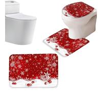 Copriwater Natale - Set Tappetini WC Forma U Tema Natalizio | Kit Assorbente Antiscivolo Antimacchia - Decorazione Bagno, Accessorio Invernale Casa, Rivestimento Sanitari