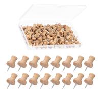 Coptiner 100 chinchetas de madera con caja de almacenamiento, clips de acero para pared de madera, tablero de corcho, tablón de anuncios, oficina en casa