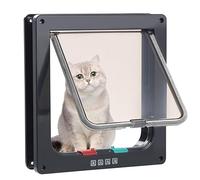Coptiner Puerta de gato con cerradura, solapas grandes para gatos, puerta interior de seguridad para mascotas, puerta grande con bloqueo de 4 vías para puerta interior exterior, puerta para mascotas