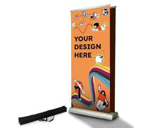 Copykrea - Roll up personalizado doble cara | Expositor publicitario retráctil con impresión incluida por los dos lados de 85x200 cm | Estructura en plateado + funda de transporte