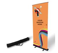 Copykrea - Roll up personalizado | Expositor publicitario enrollable con impresión incluida de 100x200 cm | Vinilo de polipropileno opaco con estructura en negro + funda de transporte