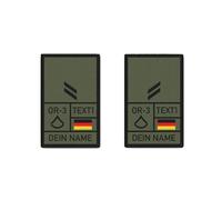 Copytec Juego de 2 parches, 9,8 x 6 cm, color verde oliva con nombre, grupo sanguíneo DE GER #44301