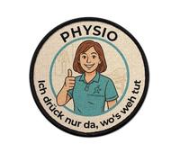 Copytec Parche de 7,5 cm, fisioterapia, terapeuta con texto en alemán "Ich drück nur da wo es WEH TUT #47003