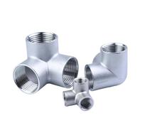 COQFBHJBRH 1PC 1" BSPT Female 3 Ways Corner Cross 304 Stainless Steel Pipe Fitting Connector Water Gas COQFBHJBRH