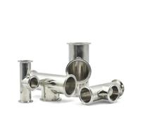 COQFBHJBRH 1PC 102mm 304 Stainless Steel 4" Three Clip Card Sleeve Tee Short End Tee Joint COQFBHJBRH