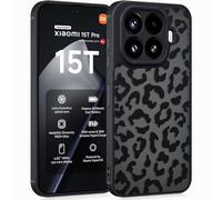 Coqinen Funda para Xiaomi 15T Pro, Carcasa Translúcida Mate, Diseño de Leopardo para Niñas de Silicona Suave TPU a Prueba de Golpes de Protección de la Cámara Bumper + PC Antiarañazos Case - Negro