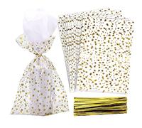 COQOFA 100 bolsas de celofán con estampado de estrellas de 4 x 9 pulgadas, bolsas de regalo de celofán, bolsas de regalo de fiesta, bolsas de galletas de caramelo transparentes, bolsas de