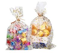 COQOFA 100 bolsas de celofán con estampado de estrellas de 7 x 12 pulgadas, bolsas de regalo de celofán, bolsas de regalo de fiesta, bolsas transparentes de plástico para galletas, bolsas de