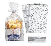 COQOFA 100 bolsas de celofán con estampado de estrellas de 8 x 12 pulgadas, bolsas de regalo de celofán, bolsas de regalo de fiesta, bolsas de galletas de caramelo transparentes, bolsas de