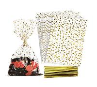 COQOFA 100 bolsas de regalo de celofán con estampado de estrellas de 4 x 6 pulgadas, bolsas de regalo de celofán, bolsas de regalo de fiesta, bolsas transparentes de plástico para galletas, bolsas de