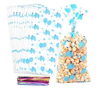 COQOFA 100 bolsas de regalo de celofán de elefante azul de 5 x 11 pulgadas, bolsas de regalo de celofán, bolsas de regalo de fiesta, bolsas de galletas de caramelo, bolsas de almacenamiento de