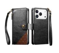 COQUE Custodia a portafoglio per Apple iPhone 17 Pro MAX con Slot per Carte e supporto, tasca con cerniera, Chiusura a bottone-Negro