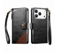 COQUE Custodia a portafoglio per Blackview Wave 7C con Slot per Carte e supporto, tasca con cerniera, Chiusura a bottone-Negro