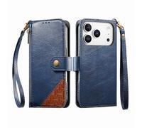 COQUE Custodia a portafoglio per Blackview Wave 7C con Slot per Carte e supporto, tasca con cerniera, Chiusura a bottone-Azul