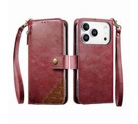 COQUE Custodia a portafoglio per Blackview Wave 7C con Slot per Carte e supporto, tasca con cerniera, Chiusura a bottone-Rojo