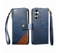 COQUE Custodia a portafoglio per Samsung Galaxy A16 con Slot per Carte e supporto, tasca con cerniera, Chiusura a bottone-Azul