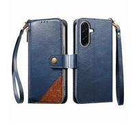 COQUE Custodia a portafoglio per Samsung Galaxy A27 con Slot per Carte e supporto, tasca con cerniera, Chiusura a bottone-Azul