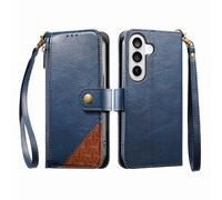 COQUE Custodia a portafoglio per Samsung Galaxy S26 con Slot per Carte e supporto, tasca con cerniera, Chiusura a bottone, custodia protettiva per cinturino da polso-Azul