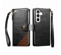 COQUE Custodia a portafoglio per Samsung Galaxy S26 con Slot per Carte e supporto, tasca con cerniera, Chiusura a bottone, custodia protettiva per cinturino da polso-Negro