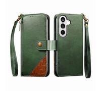 COQUE Custodia a portafoglio per Samsung Galaxy S26 con Slot per Carte e supporto, tasca con cerniera, Chiusura a bottone, custodia protettiva per cinturino da polso-Verde