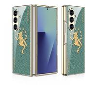 COQUE Custodia per telefono Galaxy Fold7,Ultra sottile in vetro 9H con verniciatura lucida,Cover per cellulare antigraffio per Samsung Galaxy Z Fold 7-Tejido Verde