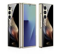 COQUE Custodia per telefono Galaxy Fold7,Ultra sottile in vetro 9H con verniciatura lucida,Cover per cellulare antigraffio per Samsung Galaxy Z Fold 7-Alas Doradas