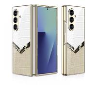 COQUE Custodia per telefono Galaxy Fold7,Ultra sottile in vetro 9H con verniciatura lucida,Cover per cellulare antigraffio per Samsung Galaxy Z Fold 7-Tejido Blanco