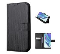 COQUE Funda Cartera con Textura Tejida Magnética y Ranura para Tarjetas para ZTE Blade V80 Design, Funda con Tapa para ZTE Blade V80 Design-Negro