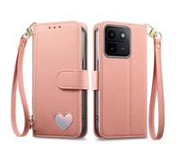 COQUE Funda Cartera corazón con Soporte y Ranuras para Vivo iQOO 15T-Rosa