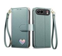 COQUE Funda Cartera corazón Soporte para ZTE Nubia Air Pro-Azul | Corazón, cierre, ranuras, soporte, funda PU antigolpes