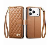 COQUE Funda Cartera para Blackview Wave 7C con Ranuras para Tarjetas y Bolsillo con Cremallera, diseño con Solapa magnética, cordón extraíble y protección antichoque para Blackview Wave 7C-Marrón