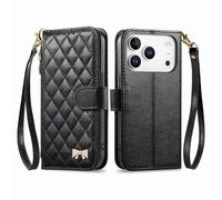 COQUE Funda Cartera para Blackview Wave 7C con Ranuras para Tarjetas y Bolsillo con Cremallera, diseño con Solapa magnética, cordón extraíble y protección antichoque para Blackview Wave 7C-Negro